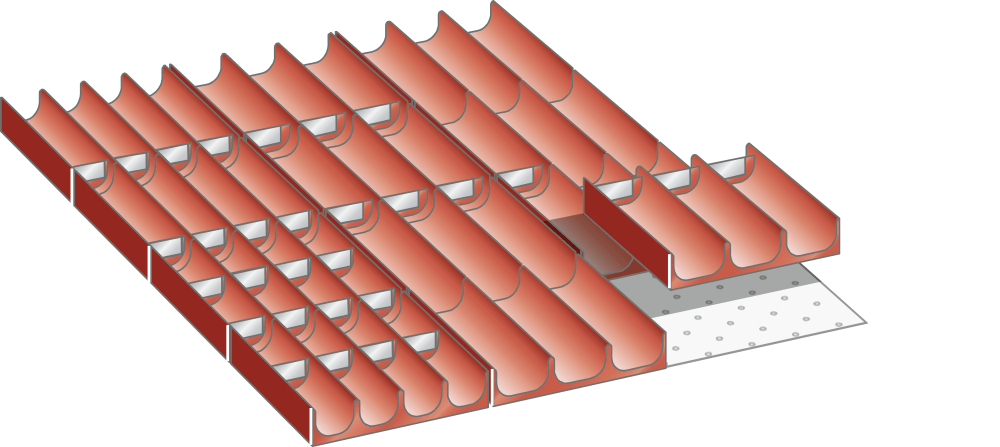 Set Troughs 27x36E (WxDxFH) 459x612x50mm