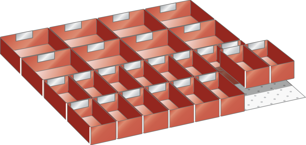 Set Plastic boxes 36x36E (WxDxFH) 612x612x100mm