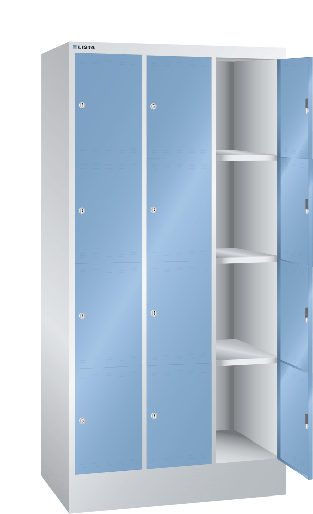 Compartment cabinet (WxDxH) 905x500x1795mm 3x4 compartments R7035/R5012