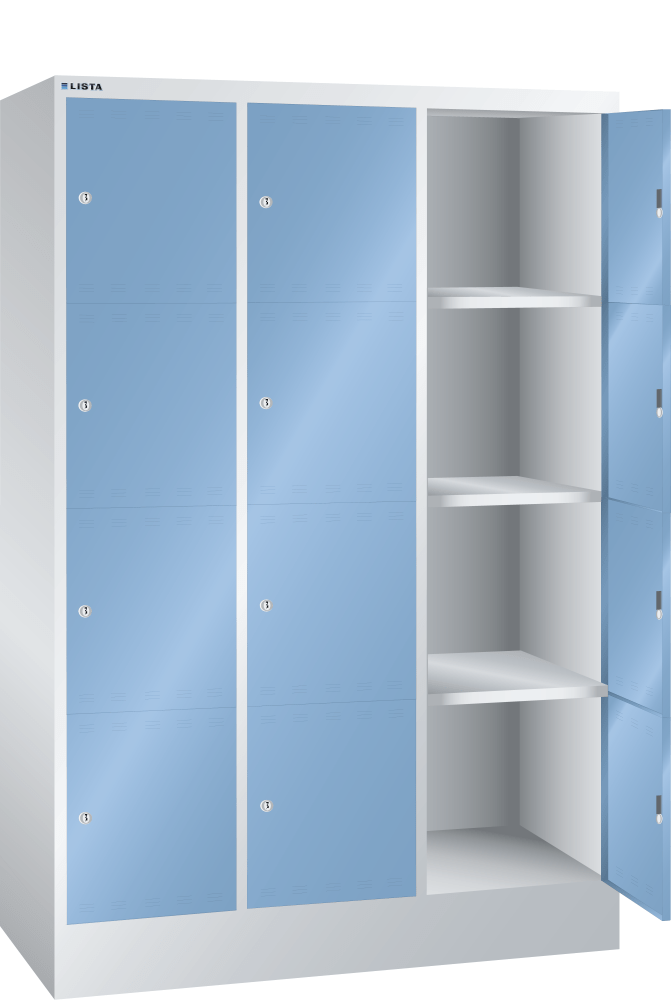Compartment cabinet (WxDxH) 1205x500x1795mm 3x4 compartments R7035/R5012