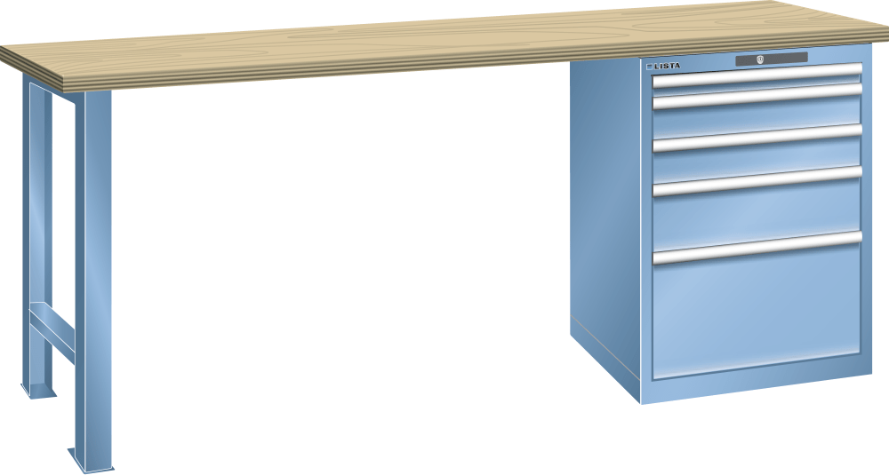Workbench 27x36E (WxDxH) 2000x800x850mm Beech KEY Lock R5012