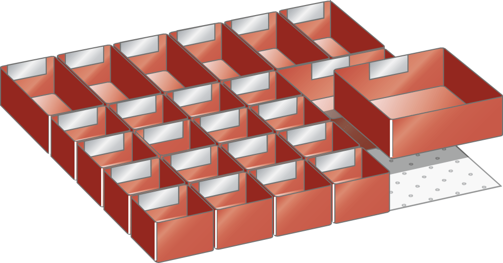 Set Plastic boxes (WxDxH) 459x510x75mm