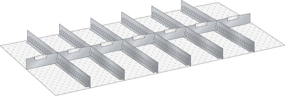 Set Slotted partitions and Metal dividers 78x36E (WxDxFH) 1326x612x100mm
