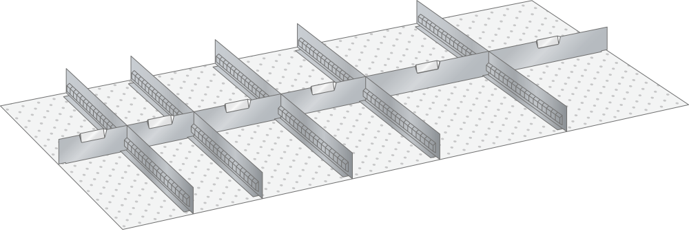 Set Slotted partitions and Metal dividers 78x36E (WxDxFH) 1326x612x100mm