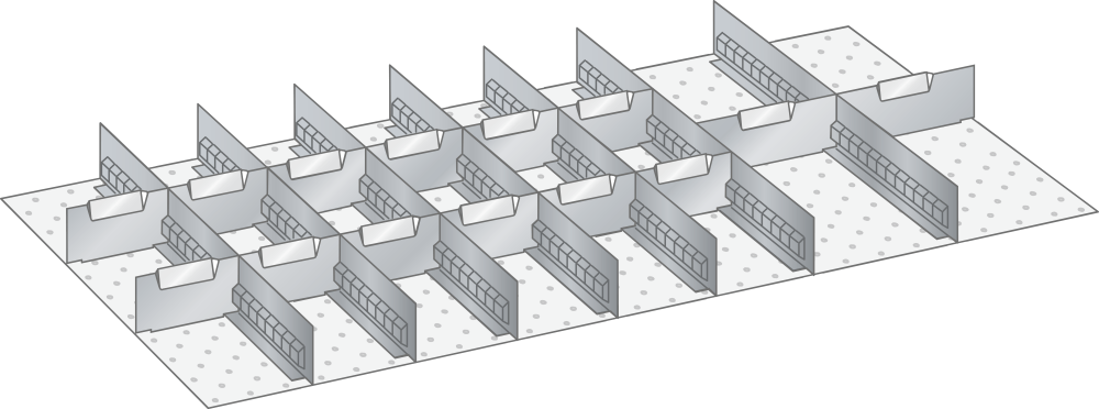 Set Slotted partitions and Metal dividers 54x27E (WxDxFH) 918x459x50mm