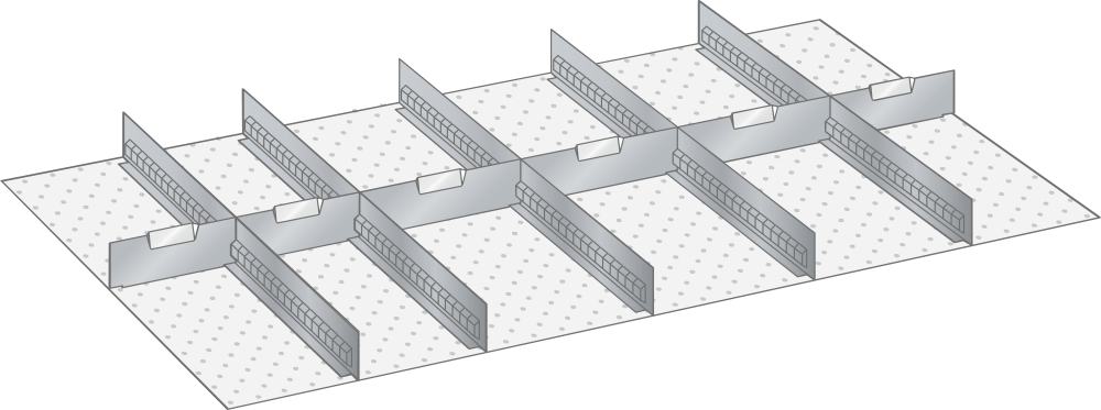 Set Slotted partitions and Metal dividers 64x36E (WxDxFH) 1088x612x75mm