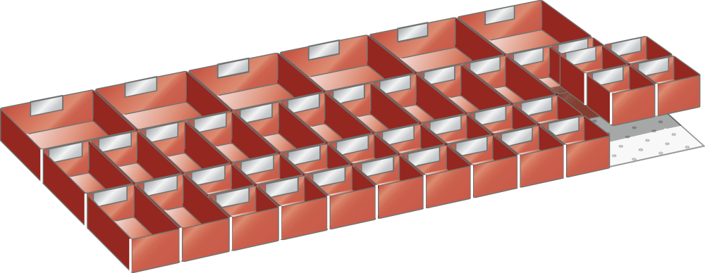 Set Plastic boxes 54x27E (WxDxFH) 918x459x50mm