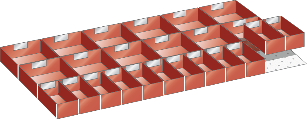 Set Plastic boxes 54x27E (WxDxFH) 918x459x100mm