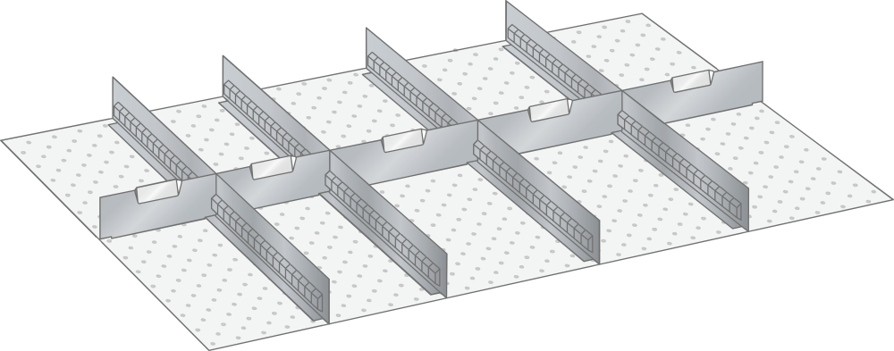 Set Slotted partitions and Metal dividers 54x36E (WxDxFH) 918x612x300mm