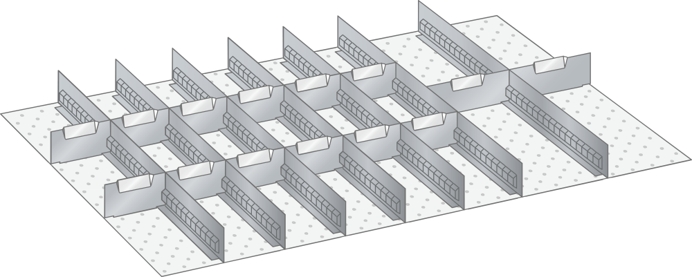 Set Slotted partitions and Metal dividers 54x36E (WxDxFH) 918x612x50mm