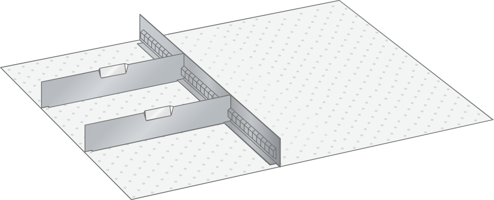 Set Slotted partitions and Metal dividers 36x36E (WxDxFH) 612x612x300mm