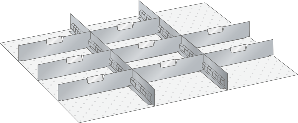Set Slotted partitions and Metal dividers 45x36E (WxDxFH) 765x612x250mm