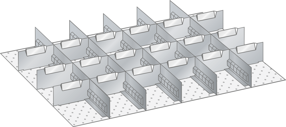 Set Slotted partitions and Metal dividers 36x27E (WxDxFH) 612x459x100mm