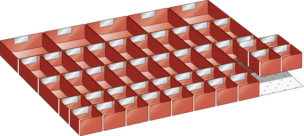 Set Plastic boxes 45x36E (WxDxFH) 765x612x75mm