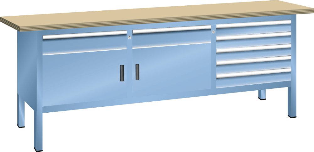 Compact workbench (WxDxH) 2000x700x850mm Beech KEY Lock R5012