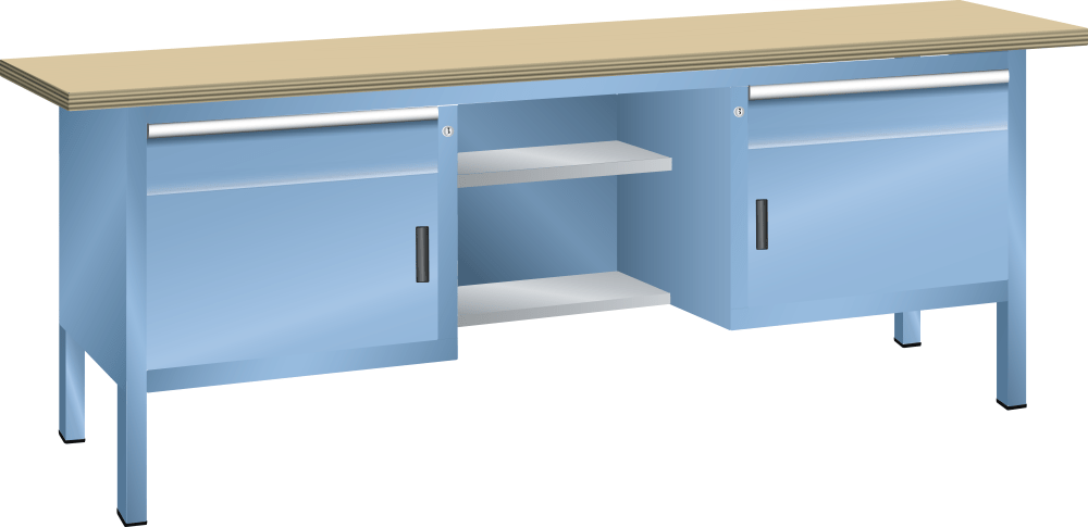 Compact workbench (WxDxH) 2000x700x850mm Beech KEY Lock R5012