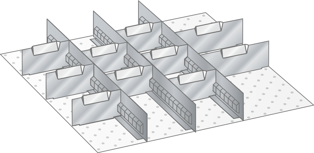 Set Slotted dividers and metal separators (WxDxH) 459x510x75mm