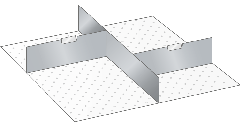 Set slotted partitions and metal dividers (WxDxFH) 500x600x150mm