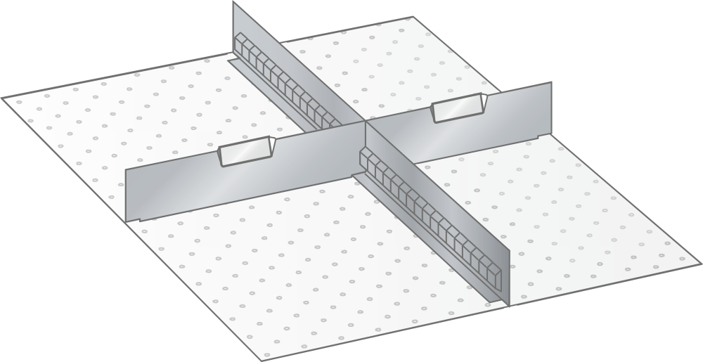 Set Slotted partitions and Metal dividers 27x36E (WxDxFH) 459x612x100mm
