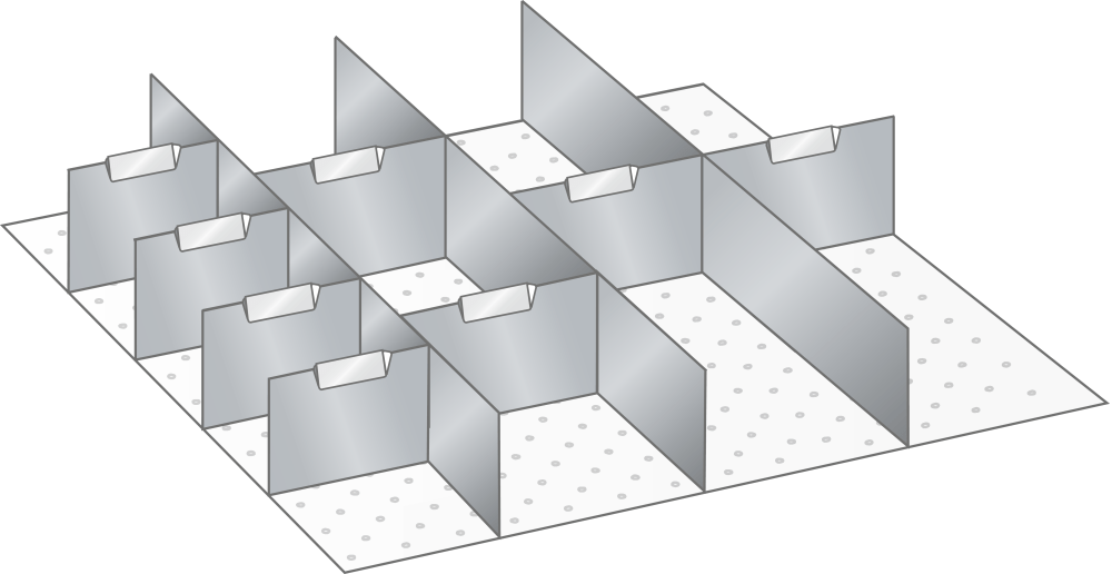 Set slotted partitions and metal dividers (WxDxFH) 500x600x150mm