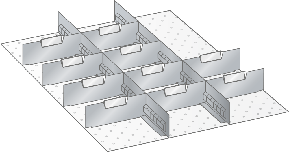 Set Slotted partitions and Metal dividers 27x36E (WxDxFH) 459x612x50mm