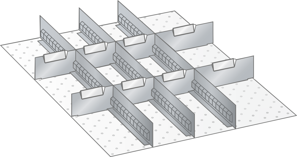 Set Slotted partitions and Metal dividers 27x36E (WxDxFH) 459x612x50mm