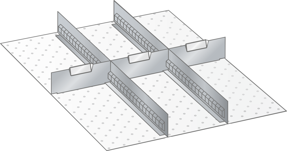 Set Slotted partitions and Metal dividers 27x36E (WxDxFH) 459x612x250mm