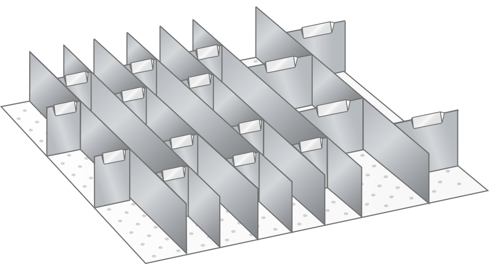 Set slotted partitions and metal dividers (WxDxFH) 500x600x100mm