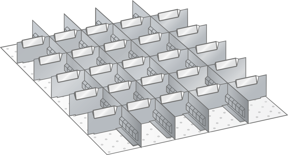 Set Slotted partitions and Metal dividers 27x36E (WxDxFH) 459x612x50mm