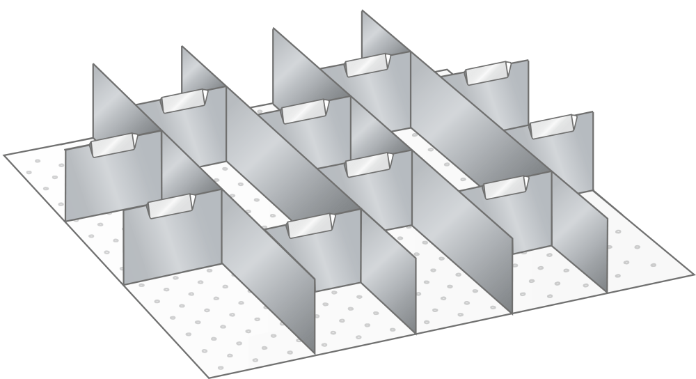 Set slotted partitions and metal dividers (WxDxFH) 500x600x75mm