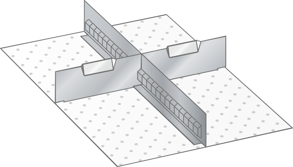Set Slotted partitions and Metal dividers 18x27E (WxDxFH) 306x459x150mm
