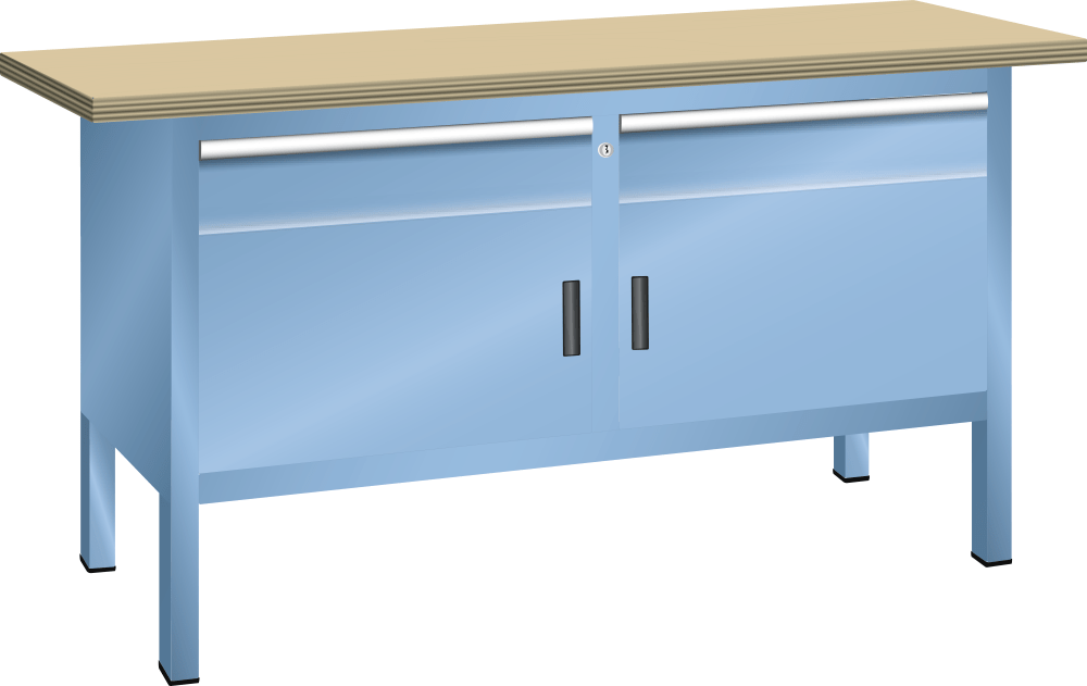 Compact workbench (WxDxH) 1500x700x850mm Beech KEY Lock R5012