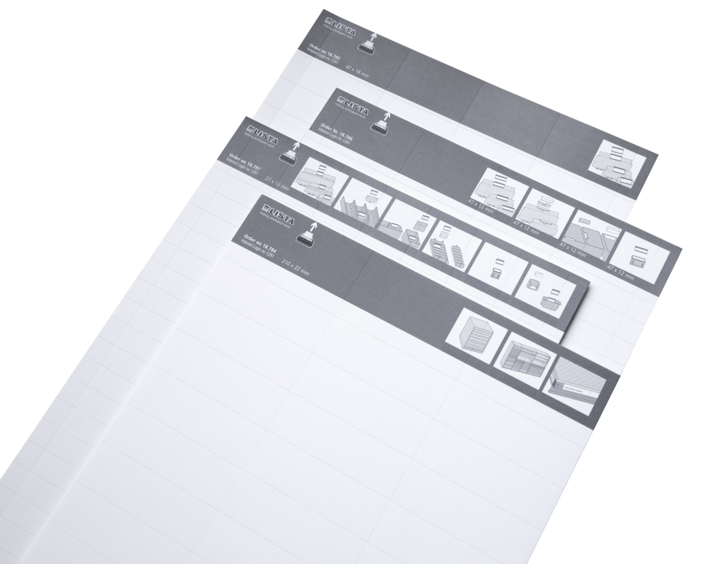 LISTA script labels for Barcode holders (WxH) 62x21.8mm
