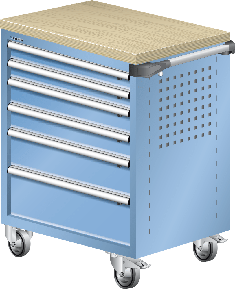 Workplace trolleys 36x27E (WxDxH) 833x525x945mm KEY Lock R5012