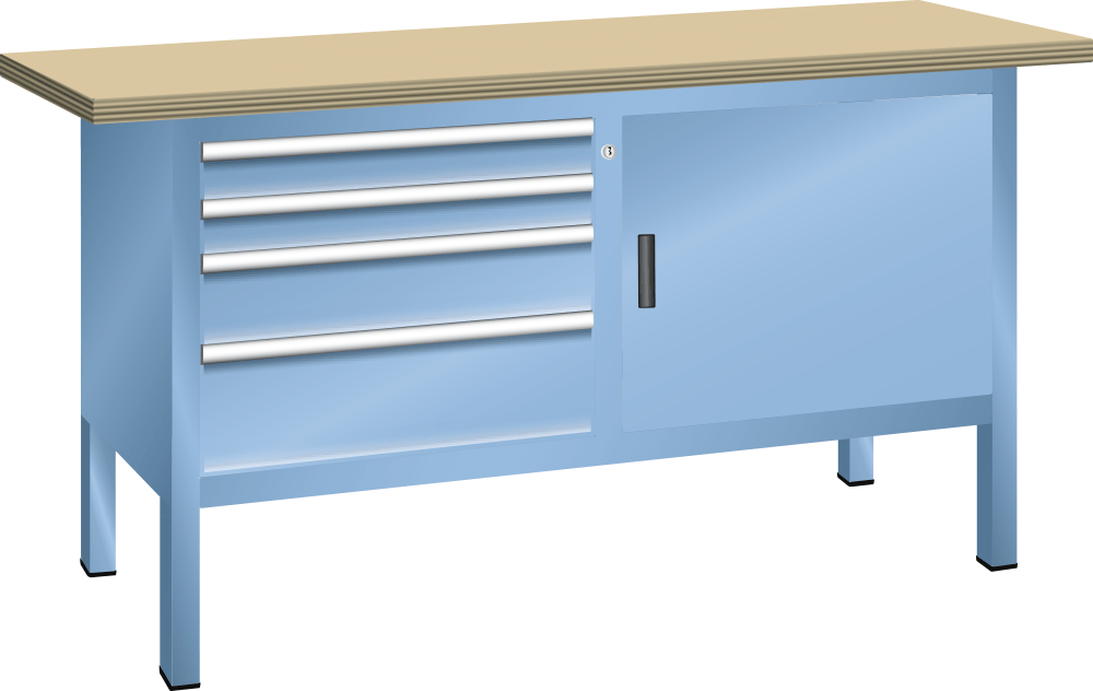 Compact workbench (WxDxH) 1500x700x850mm Beech KEY Lock R5012
