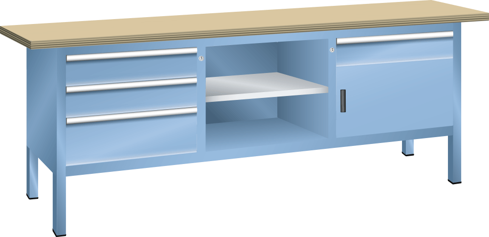 Compact workbench (WxDxH) 2000x700x840mm Multiplex KEY Lock R5012