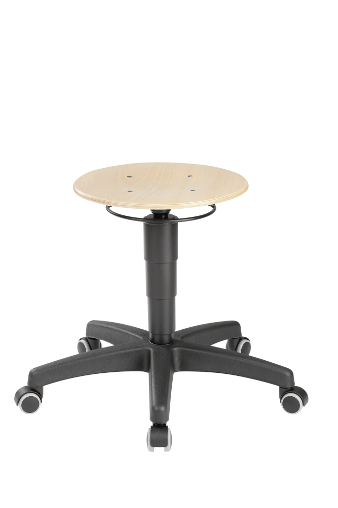 Swivel stool with castors 460-630mm Beech