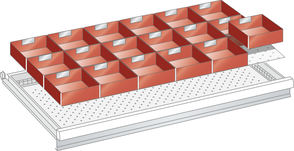 Set Plastic boxes 54x27E (WxDxFH) 918x459x50mm