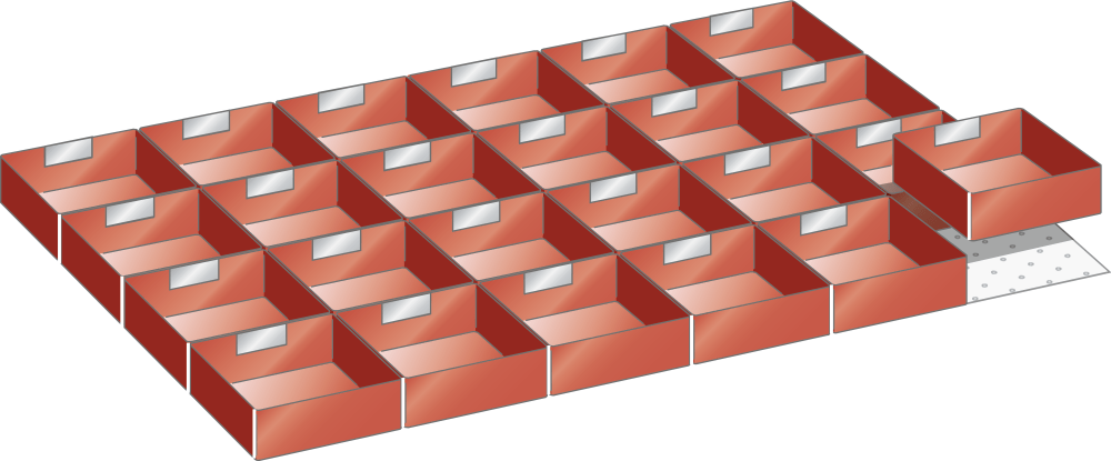 Set Plastic boxes 54x36E (WxDxFH) 918x612x50mm