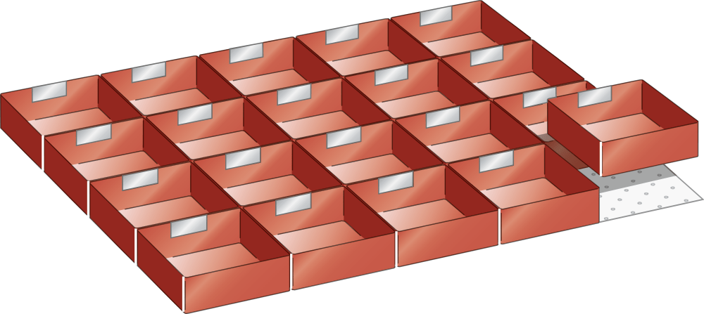 Set Plastic boxes 45x36E (WxDxFH) 765x612x75mm