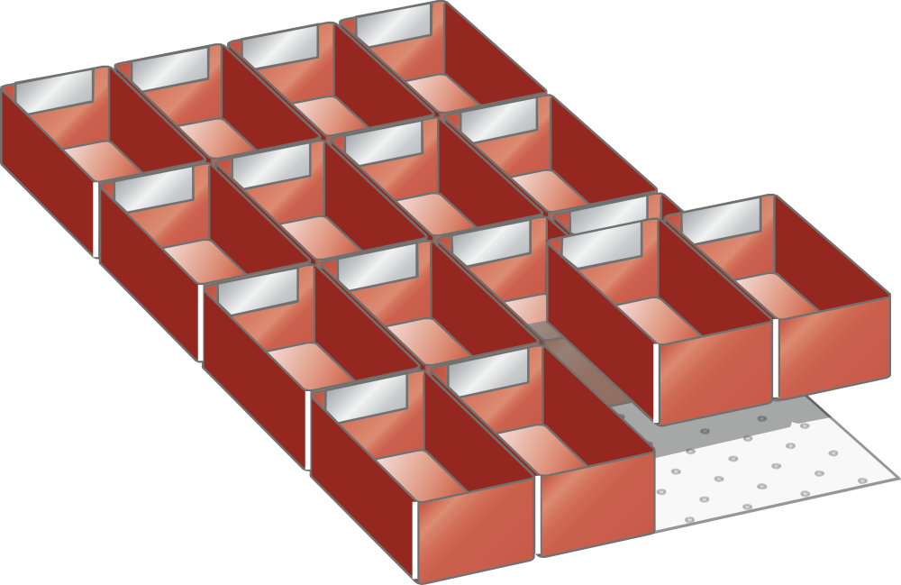Set Plastic boxes 18x36E (WxDxFH) 306x612x100mm