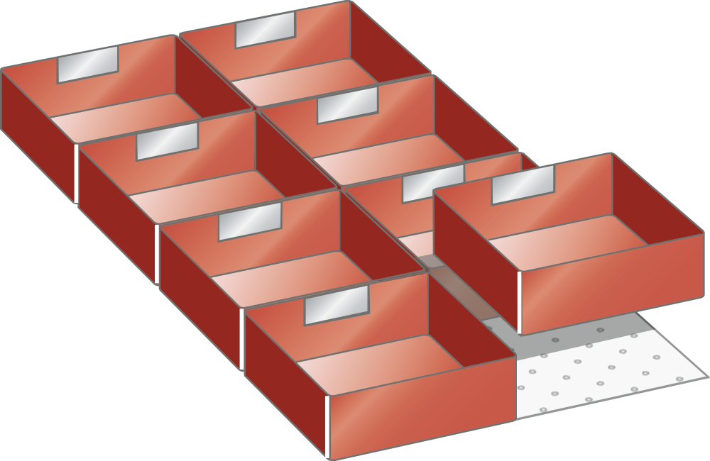 Set Plastic boxes 18x36E (WxDxFH) 306x612x50mm
