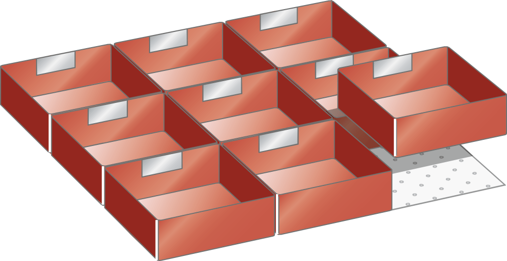 Set Plastic boxes 27x27E (WxDxFH) 459x459x50mm