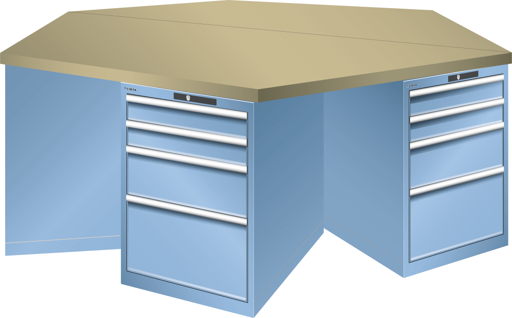 Hexagonal Workbench 27x36E (WxDxH) 2500x2165x840mm RFID Lock R5012