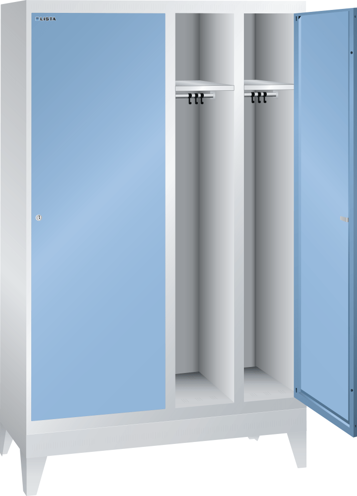 Clothes locker (WxDxH) 1200x500x1850mm 4 compartments R7035/R5012