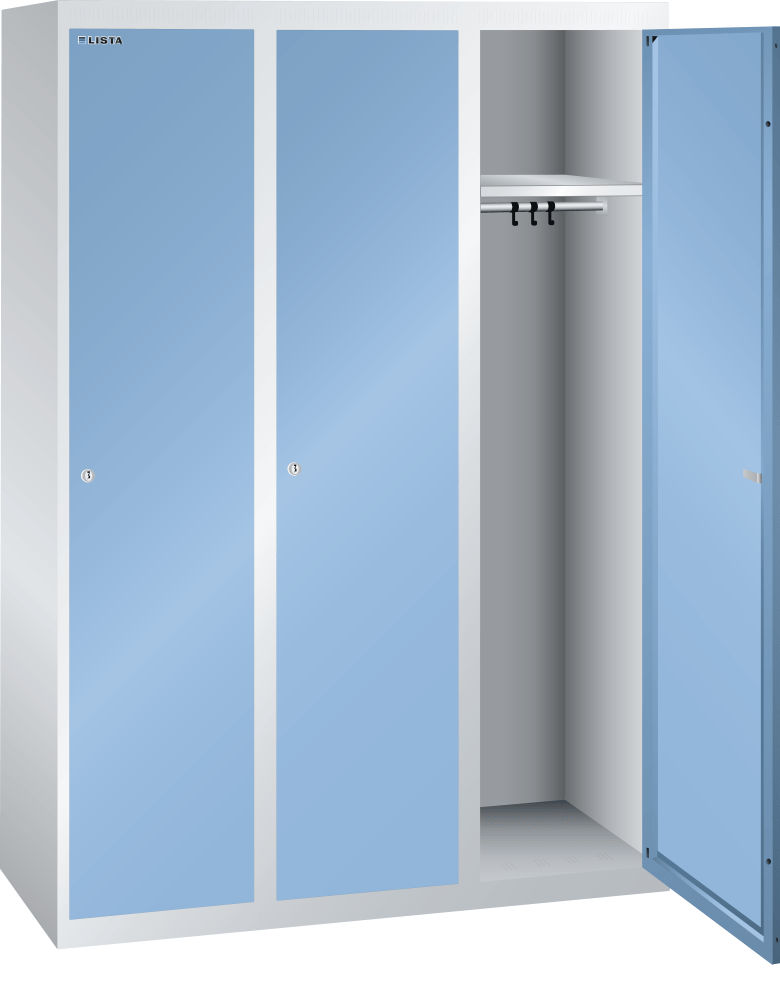 Clothes locker (WxDxH) 1200x500x1700mm 3 compartments R7035/R5012