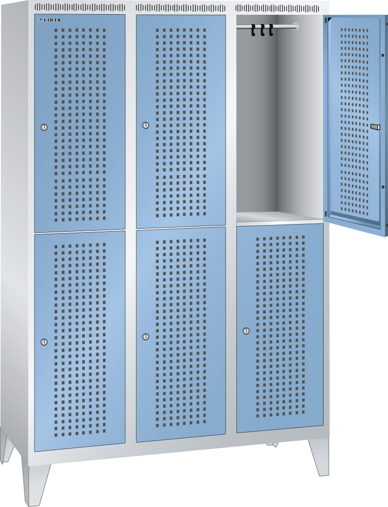 Clothes locker (WxDxH) 1200x500x1850mm 3x2 compartments