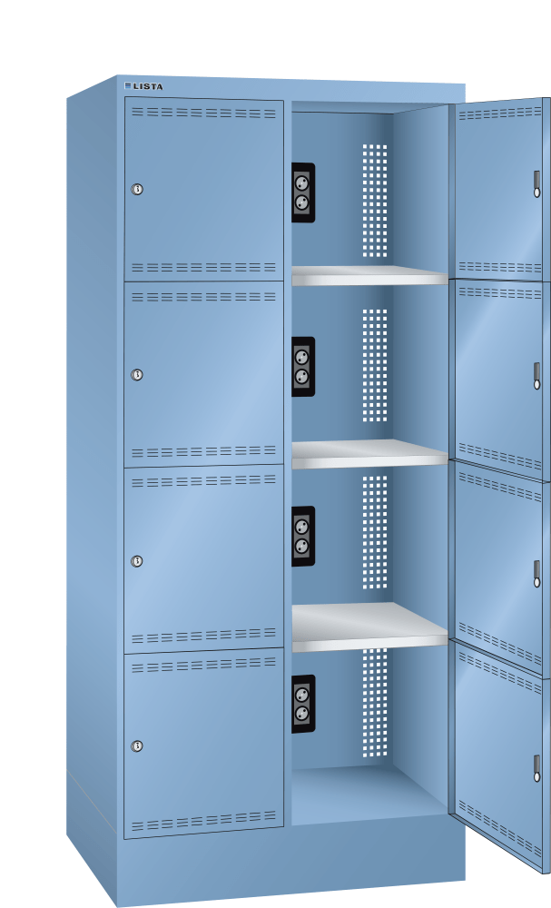 Battery charging cabinet (WxDxH) 810x585x1795mm 2x4 comp. type GB R5012