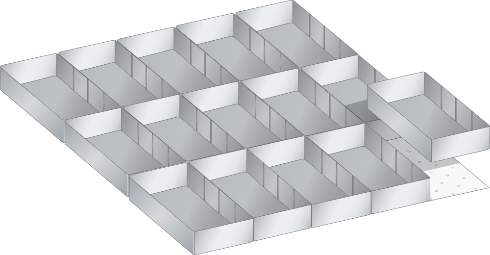 Set Plastic boxes (WxDxFH) 605x695x100mm