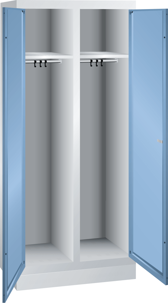Clothes locker (WxDxH) 800x500x1800mm 2 compartments R7035/R5012
